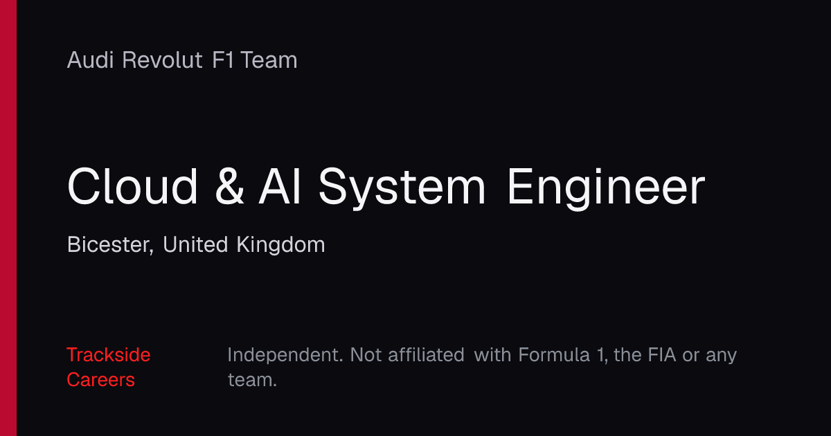 Cloud & AI System Engineer – Audi Revolut F1 Team | Trackside Careers