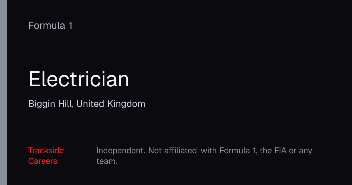 Electrician – Formula 1 | Trackside Careers