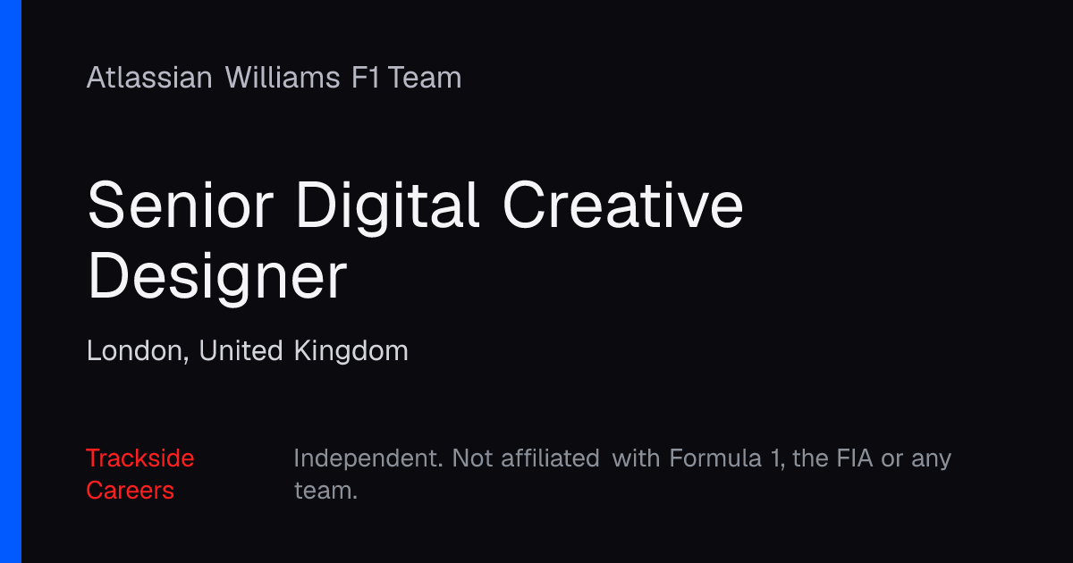 Senior Digital Creative Designer – Atlassian Williams F1 Team ...